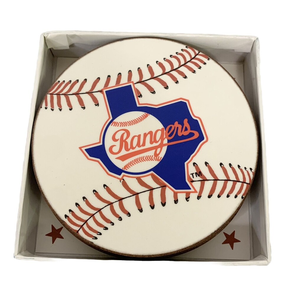 (6) Lot Vintage Texas Rangers Baseball Cork Coaster Set Vtg Major League